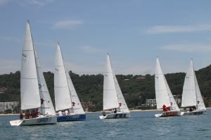 corporate yacht racing on the calm waters of Ao Yon bay with Team Building in Phuket