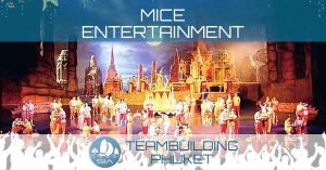 Mice entertainment in phuket fantasea, a huge stage with actors in elaborate, traditional costume portraying the history of phuket